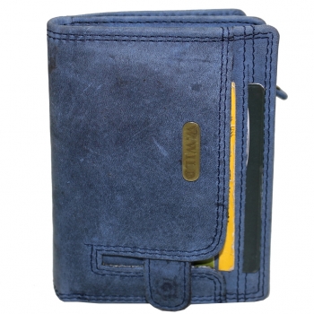 flevado Geldbörse Unisex Damen Herren Echt Leder RFID Schutz Blau